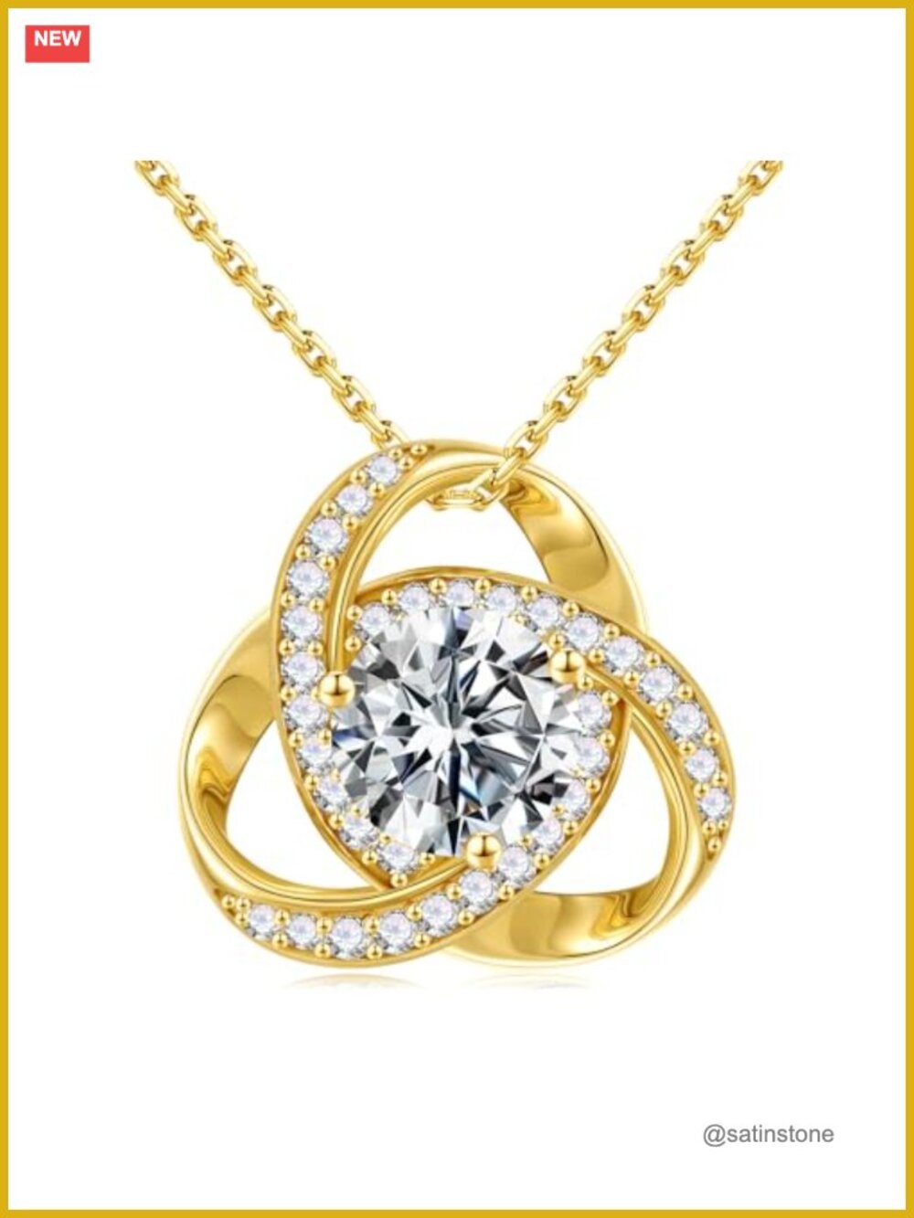 Love Knot Moissanite Pendant Necklace 925 Sterling Silver 2 CT